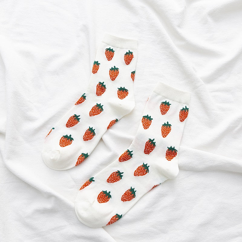 2023 New Cartoon Women's Breathable Cotton Socks Cute Cute fruit Lovely Pattern Girl Sock Combed of Pure Cotton Female Socks