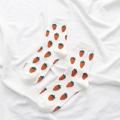 2023 New Cartoon Women's Breathable Cotton Socks Cute Cute fruit Lovely Pattern Girl Sock Combed of Pure Cotton Female Socks